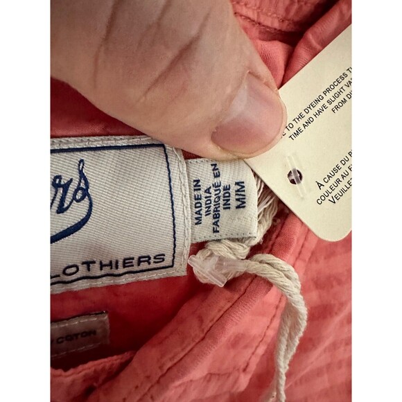 Grayers Shirt Mens Medium Peach Gingham Short Sleeve Collared Button Up Pocket - Picture 5 of 5